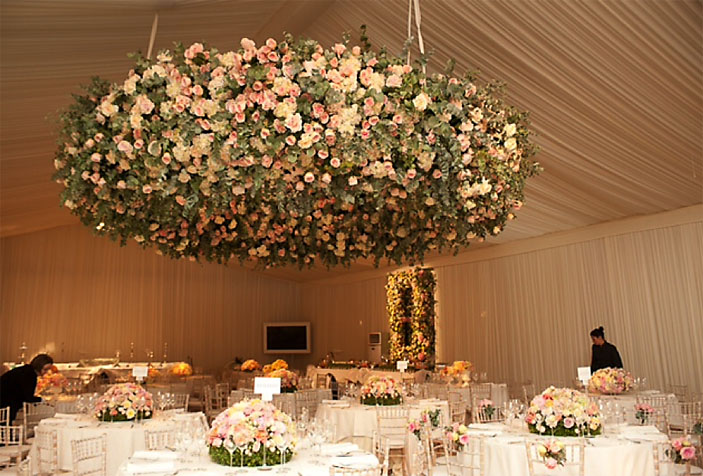 Pink display in wedding reception